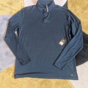 NWT Men's Anderson Ord Blue Long Sleeve Polo Golf Shirt Lightweight Athletic